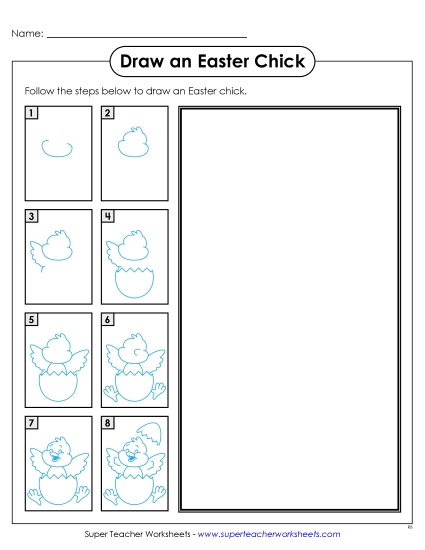 Learning to Draw - Draw an Easter Chick (Printable PDF Worksheet)
