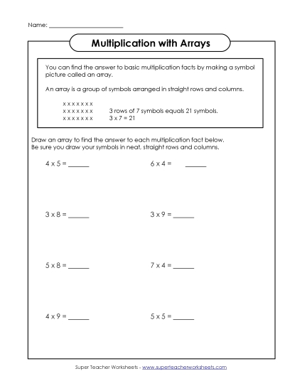 Multiplication Arrays - Draw Arrays Multiplication Arrays - Draw Arrays