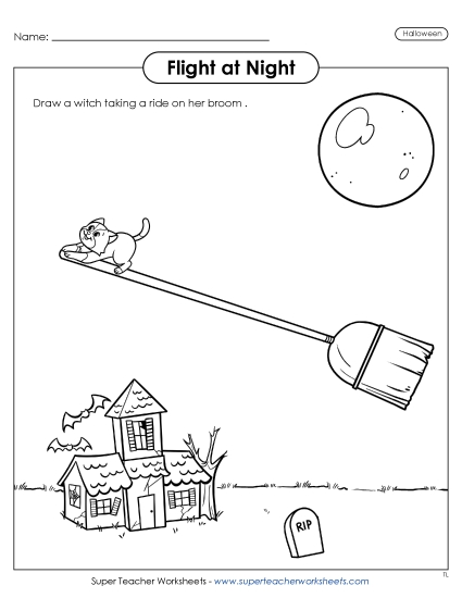 Draw Your Own Designs - Draw Your Own Witch on a Broom