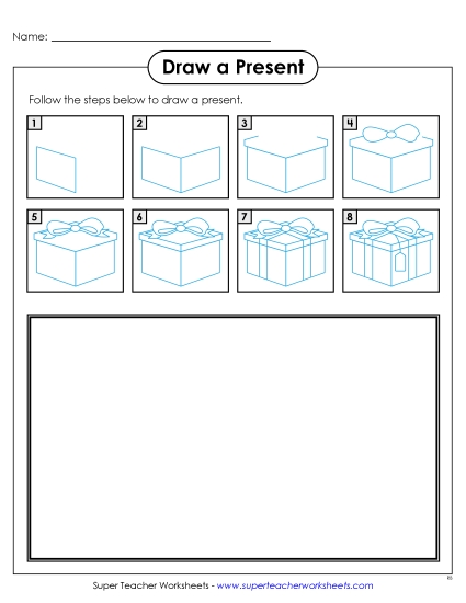 Learn to Draw - Drawing a Present (Printable PDF Worksheet)