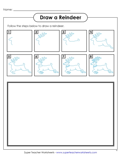 Learn to Draw - Drawing a Reindeer (Printable PDF Worksheet) Learn to Draw - Drawing a Reindeer (Printable PDF Worksheet)