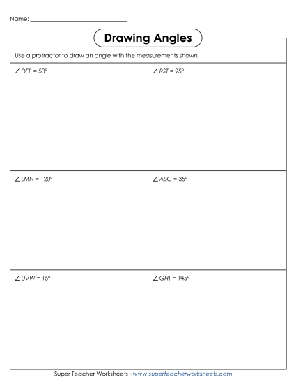 Measuring Angles Worksheets - Drawing Angles