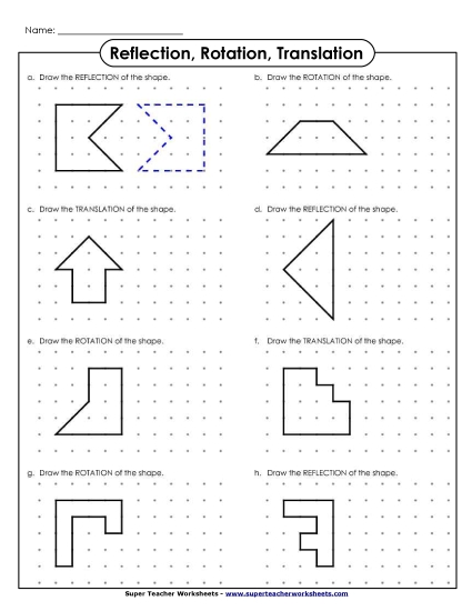 Translation, Rotation, Reflections (Mixed) - Drawing Reflections, Rotations, Translations