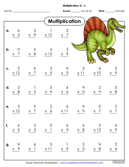 All Facts 0s through 6s - Drill: Basic Facts 0-6 (B)