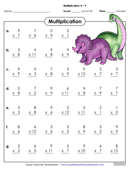 All Facts 0s through 9s - Drill: Basic Facts 0-9 (B)