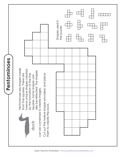 Duck Pentomino Puzzle (Printable PDF Worksheet)