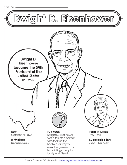 President Fact Sheets - Dwight D. Eisenhower Fact Sheet (Printable PDF Worksheet)