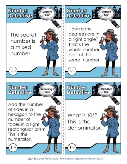 5th Grade - E4 - 90 3/25 (Printable PDF Worksheet)