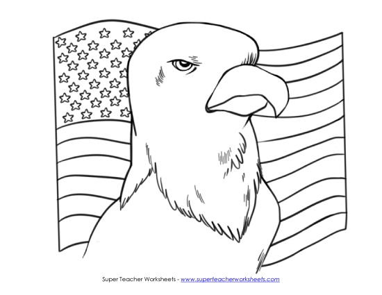 Coloring Pages - Eagle and Flag Coloring Pages - Eagle and Flag