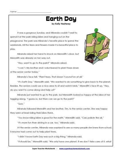 Reading Comprehension - Earth Day Fun