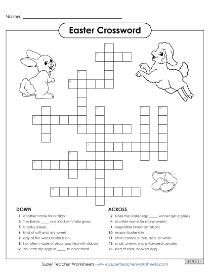Easter Word Puzzles - Easter Crossword