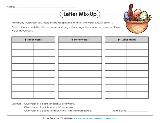 Easter Word Puzzles - Easter Letter Mix-Up (Intermediate)