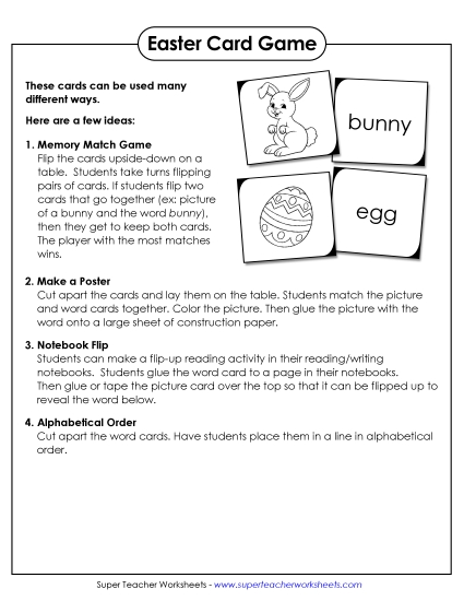 Learning Center Cards (Very Basic) - Easter Word-Picture Sort