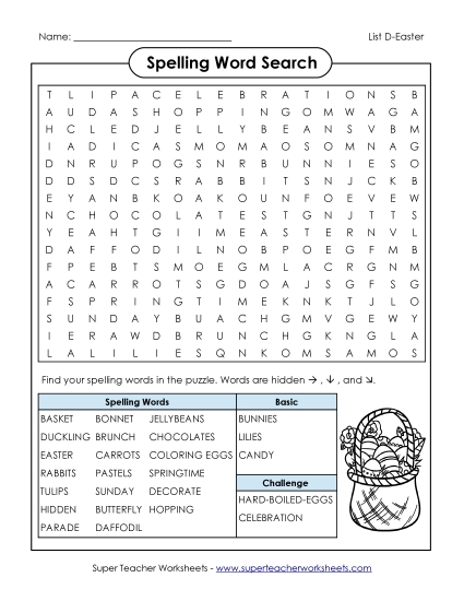 Worksheets - Easter Word Search (D-Easter) 