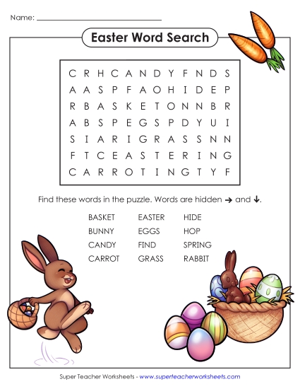 Easter Word Puzzles - Easter Word Search (Primary)