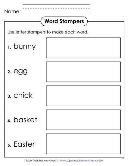 Sample Worksheet Images - Easter Word Stampers Sample Worksheet Images - Easter Word Stampers
