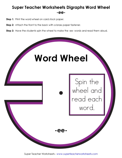 Vowel Digraphs - EE -  Word Wheel (Printable PDF Worksheet)