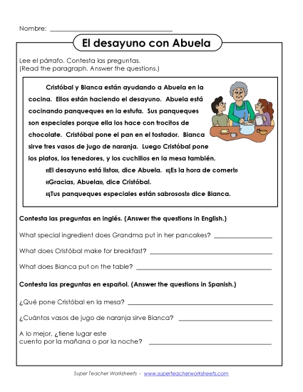 Short Passages (Level: Basic) - El desayuno con Abuela Short Passages (Level: Basic) - El desayuno con Abuela