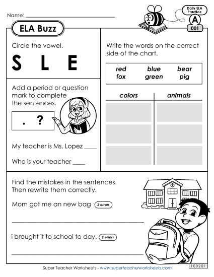 ELA Buzz: Week 1 Worksheets 1 through 5