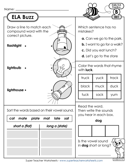 ELA Buzz: Week 1 Worksheets 1 through 5