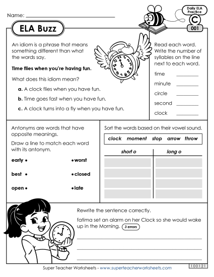 ELA Buzz: Week 1 Worksheets 1 through 5 ELA Buzz: Week 1 Worksheets 1 through 5
