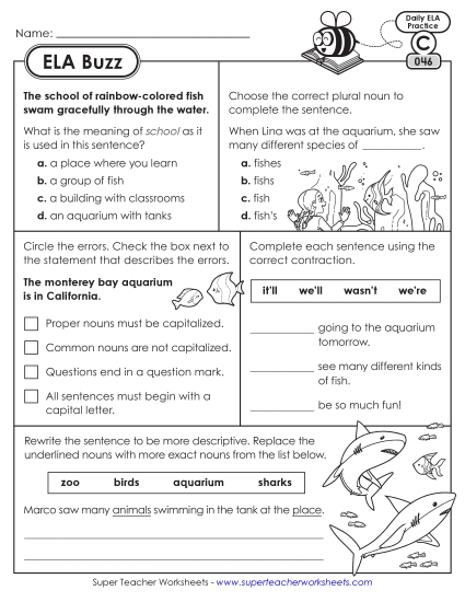 ELA Buzz: Week 10 Worksheets 46 through 50 ELA Buzz: Week 10 Worksheets 46 through 50