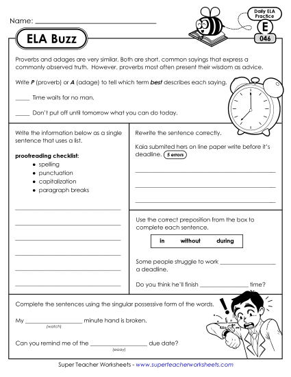 ELA Buzz: Week 10 Worksheets 46 through 50