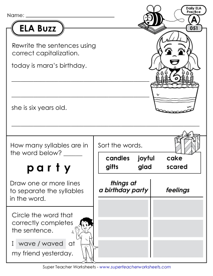 ELA Buzz: Week 11 Worksheets 51 through 55 ELA Buzz: Week 11 Worksheets 51 through 55