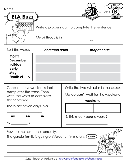 ELA Buzz: Week 11 Worksheets 51 through 55 ELA Buzz: Week 11 Worksheets 51 through 55