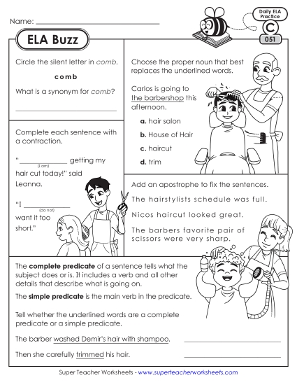 ELA Buzz: Week 11 Worksheets 51 through 55 ELA Buzz: Week 11 Worksheets 51 through 55