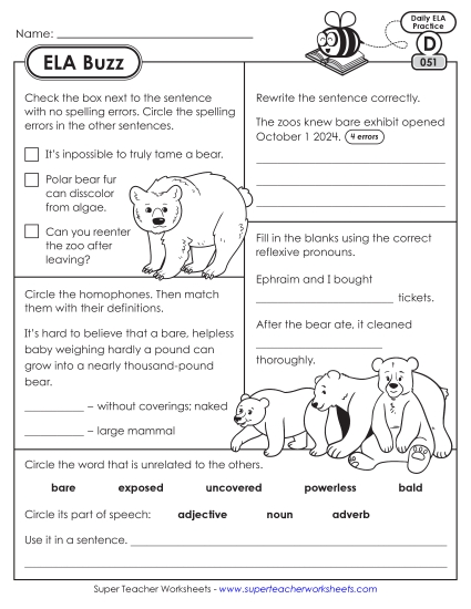 ELA Buzz: Week 11 Worksheets 51 through 55 ELA Buzz: Week 11 Worksheets 51 through 55
