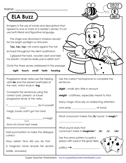 ELA Buzz: Week 11 Worksheets 51 through 55 ELA Buzz: Week 11 Worksheets 51 through 55