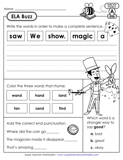 ELA Buzz: Week 12 Worksheets 56 through 60
