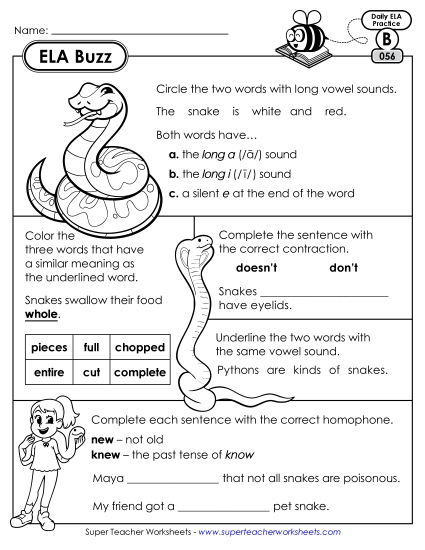 ELA Buzz: Week 12 Worksheets 56 through 60 ELA Buzz: Week 12 Worksheets 56 through 60