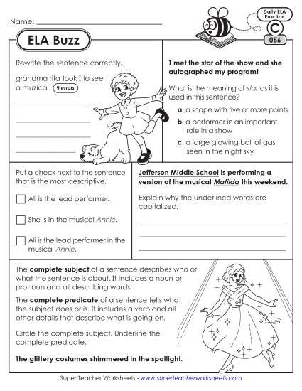 ELA Buzz: Week 12 Worksheets 56 through 60 ELA Buzz: Week 12 Worksheets 56 through 60