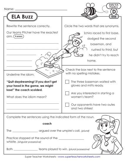 ELA Buzz: Week 12 Worksheets 56 through 60 ELA Buzz: Week 12 Worksheets 56 through 60