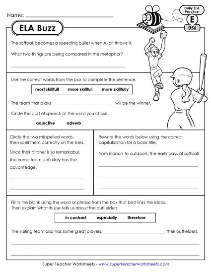 ELA Buzz: Week 12 Worksheets 56 through 60