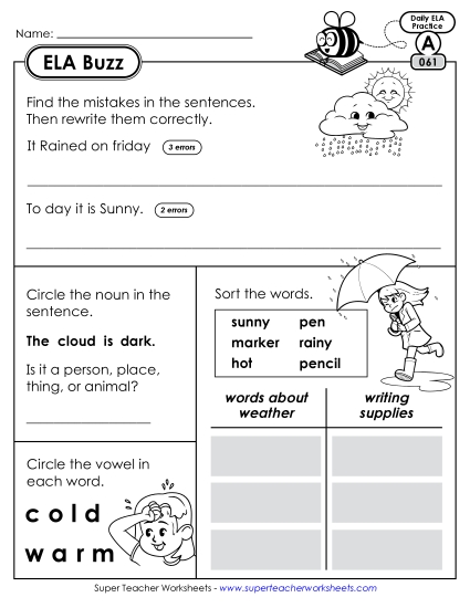 ELA Buzz: Week 13 Worksheets 61 through 65 ELA Buzz: Week 13 Worksheets 61 through 65
