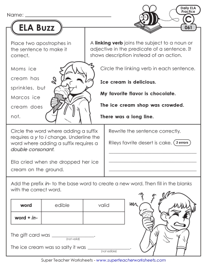 ELA Buzz: Week 13 Worksheets 61 through 65 ELA Buzz: Week 13 Worksheets 61 through 65