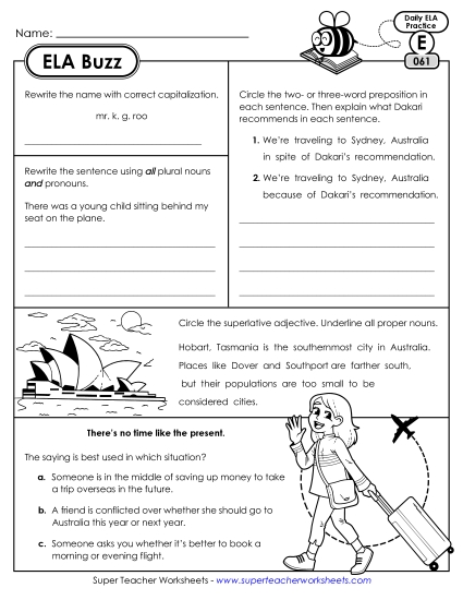 ELA Buzz: Week 13 Worksheets 61 through 65 ELA Buzz: Week 13 Worksheets 61 through 65
