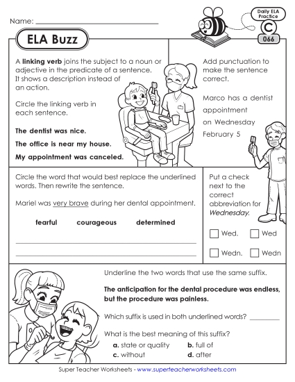 ELA Buzz: Week 14 Worksheets 66 through 70 ELA Buzz: Week 14 Worksheets 66 through 70