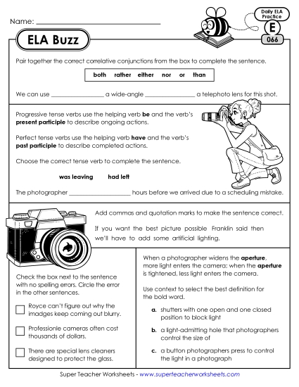ELA Buzz: Week 14 Worksheets 66 through 70 ELA Buzz: Week 14 Worksheets 66 through 70