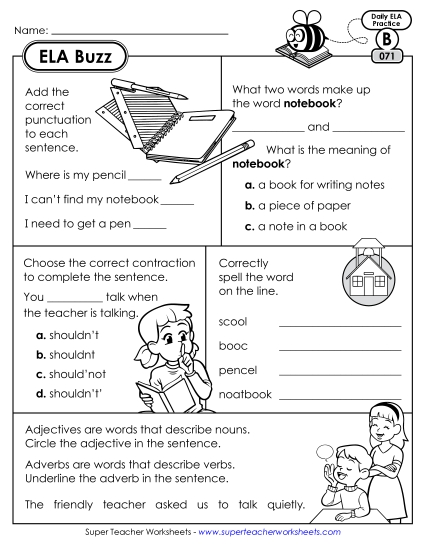 ELA Buzz: Week 15 Worksheets 71 through 75 ELA Buzz: Week 15 Worksheets 71 through 75