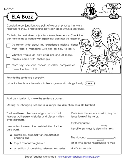 ELA Buzz: Week 15 Worksheets 71 through 75 ELA Buzz: Week 15 Worksheets 71 through 75