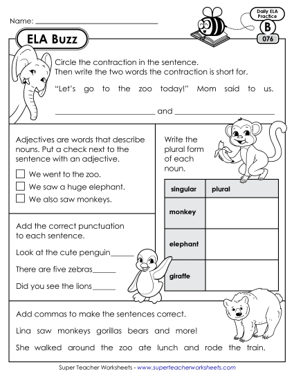 ELA Buzz: Week 16 Worksheets 76 through 80
