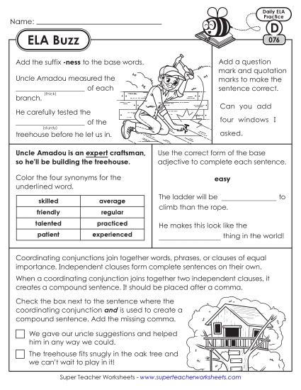 ELA Buzz: Week 16 Worksheets 76 through 80 ELA Buzz: Week 16 Worksheets 76 through 80