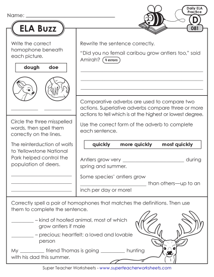 ELA Buzz: Week 17 Worksheets 81 through 85