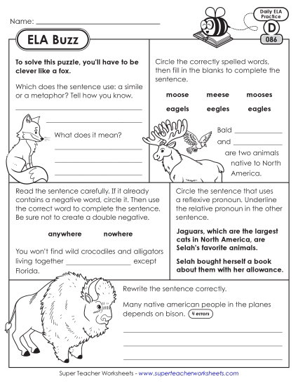 ELA Buzz: Week 18 Worksheets 86 through 90 ELA Buzz: Week 18 Worksheets 86 through 90
