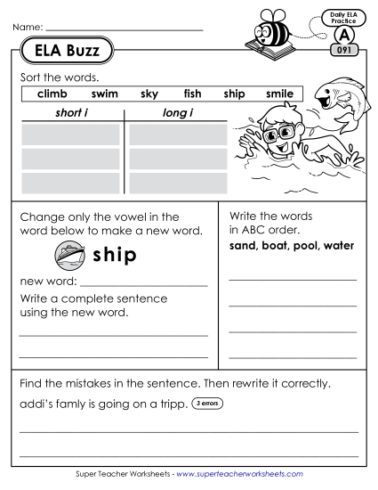 ELA Buzz: Week 19 Worksheets 91 through 95 ELA Buzz: Week 19 Worksheets 91 through 95