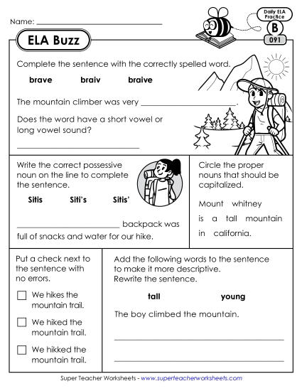 ELA Buzz: Week 19 Worksheets 91 through 95 ELA Buzz: Week 19 Worksheets 91 through 95
